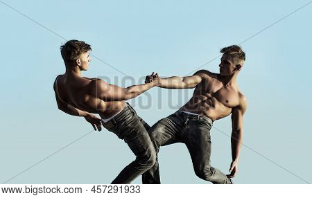 Helping Hand, Support. Men Arm, Salvation. Two Hands, Helping Arm Of A Friends, Teamwork. Rescue, He
