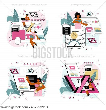 Back End Development Concept Set. Software Development Process.