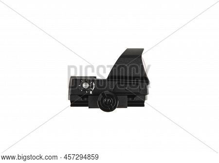 Modern Optical Collimator Sight. Aiming Device For Shooting At Short Distances. Isolate On A White B