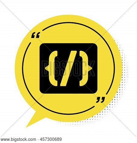 Black Programming Language Syntax Icon Isolated On White Background. Syntax Programming File System.