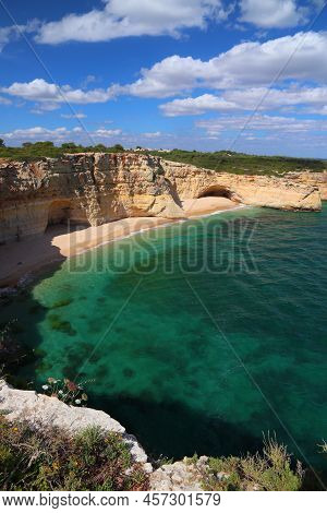 Algarve Beach. Landscape Of Algarve Region In Portugal. Marinha Beach Area - Praia Da Malhada Do Bar