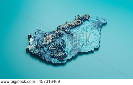 Topographic Hungary Map Hypsometric Hungary Elevation Tint Spectral Shaded Relief Map 3d Illustratio
