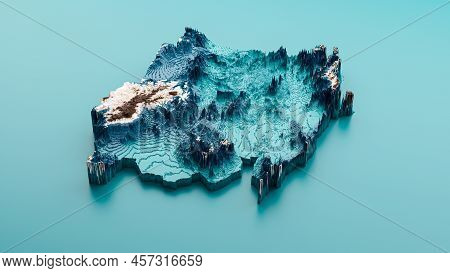 Topographic Sudan Map Hypsometric Sudani Elevation Tint Spectral Shaded Relief Map 3d Illustration