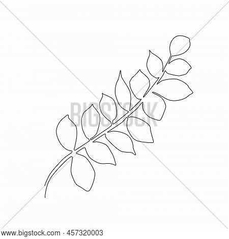 Continuous One Line Tree Leaf. Vector Illustration.
