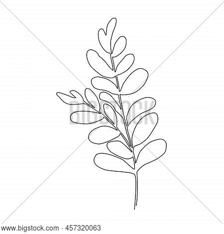 Continuous One Line Tree Leaf. Vector Illustration.