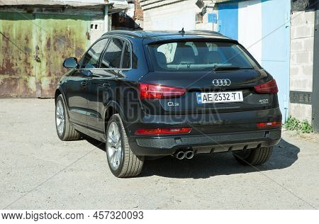 Dnepropetrovsk, Ukraine - 06.08.2022: Audi Q3 In Black. Subcompact Luxury Crossover Audi Q3. Rear Vi