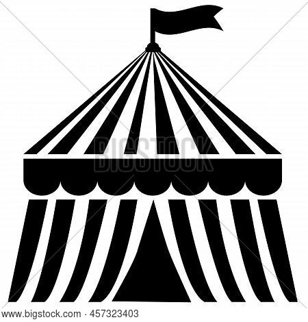 Circus Tent Festival Icon On White Background. Circus Hut Awning Sign. Modern Circus Tent Symbol. Fl
