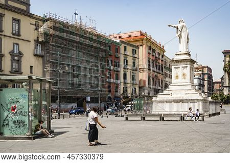 Naples, Italy - June 3, 2022: Piazza Dante Is A Large Public Square In Naples, Italy, Named After Th