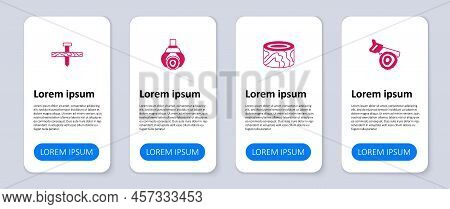 Set Hand Saw And Log, Wooden Logs, Grapple Crane Grabbed And Metallic Nail. Business Infographic Tem