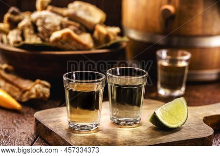 Cachaça, Pinga, Cana Or Caninha Is The Sugar Cane Brandy, A Typical Drink From Brazil, With A Crackl