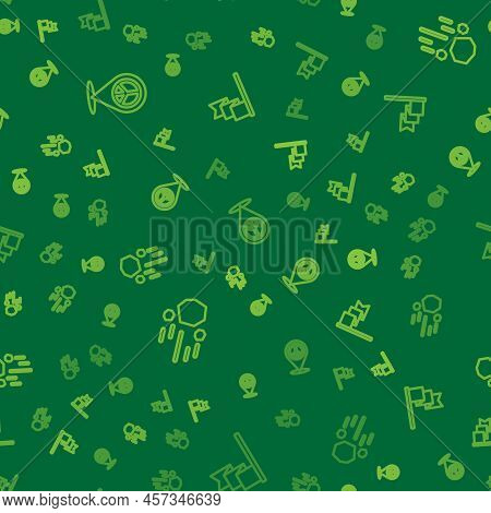 Set Line Location Peace, Flying Stone And Marker On Seamless Pattern. Vector