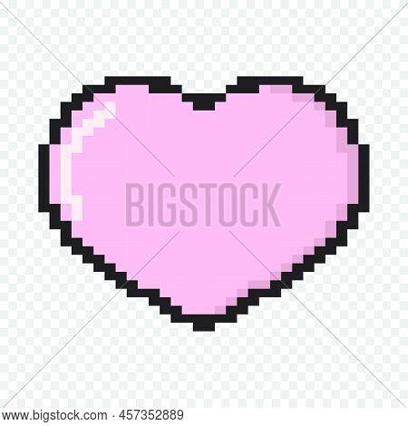 Heart Pixel Love Romantic Passion Icon. Heart Vector Pixel Icon Isolated Element. Love Symbol Isolat