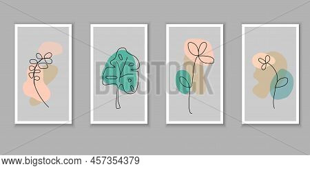 Trendy Bauhaus Poster. Line Art Paintings Interior For Decoration Design. Vector Illustration. Stock