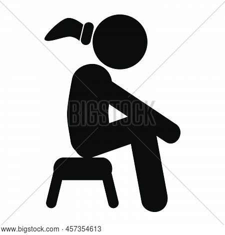 Vector Depression Or Stess Sitting Stick Woman, Isolated On White.
