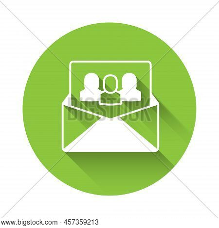 White Project Team Base Icon Isolated With Long Shadow Background. Business Analysis And Planning, C