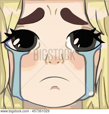 Anime Girl Crying Tears Visible On Her Face