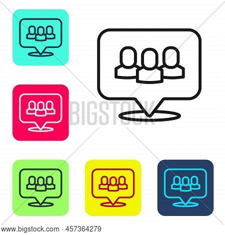 Black Line Project Team Base Icon Isolated On White Background. Business Analysis And Planning, Cons