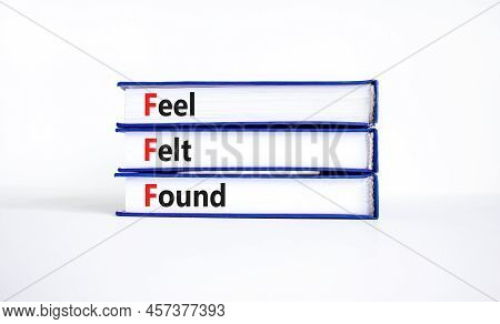Fff Feel Felt Found Technique Symbol. Concept Words Fff Feel Felt Found On Books On A Beautiful Whit