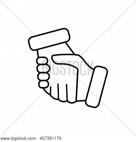 Hand Holding Hand With Handshake. Helping And Support Icon In Business. Two Hands Taking Each Other.