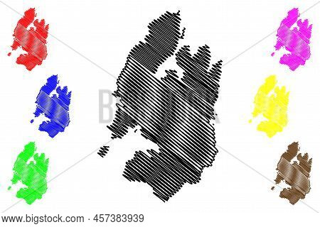 Kyra Panagia Island (hellenic Republic, Greece) Map Vector Illustration, Scribble Sketch Pelagos, Pe