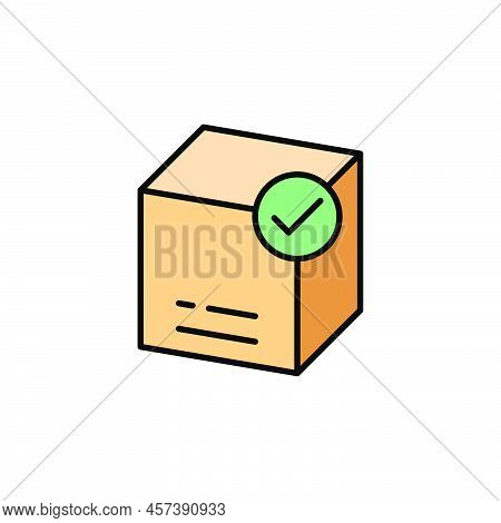 Delivered Parcel Box Filled Color Icon. Linear Style Sign For Mobile Concept And Web Design. Cargo B