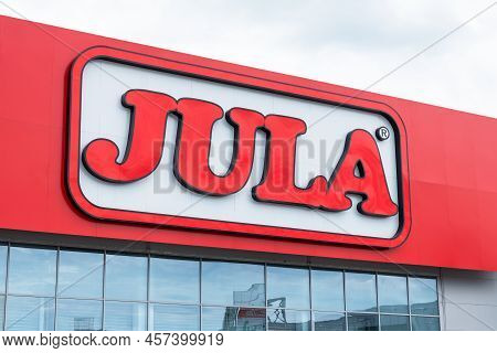 Wroclaw, Poland - May 29, 2022: Swedish Supermarket Jula Logo Sign