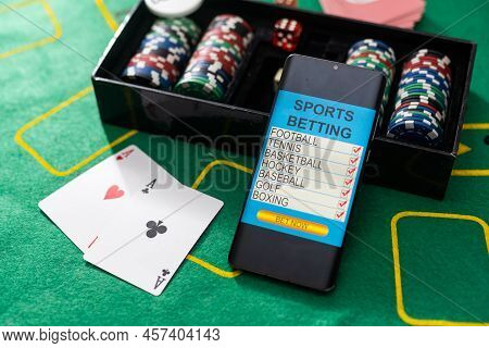 Bets Online At Bookmakers Website. Smartphone, Poker