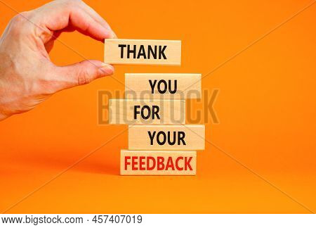 Thank You For Feedback Symbol. Concept Words Thank You For Your Feedback On Wooden Blocks On A Beaut