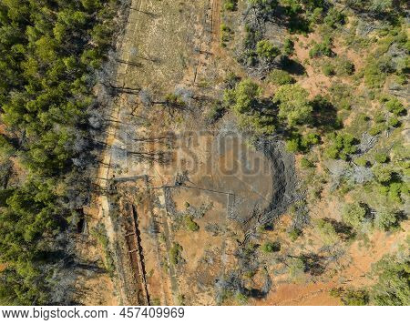 Looking Down At Patterns In The Landscape Around Copperfield Queensland Australia