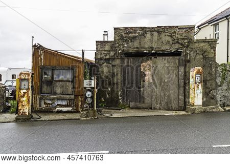 Editorial, Detail Of Derelict Vintage Filling Petrol Station