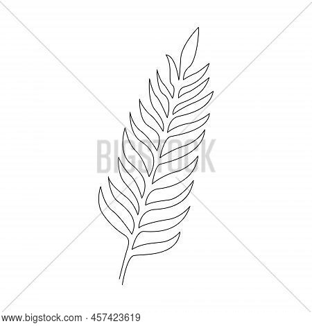 One Line Drawing Vector Leaf. Minimal Art.
