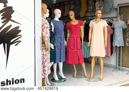 Ulcinj, Montenegro - June 4, 2022: Clothing Store In Ulcinj. Ulcinj Is The Southernmost City At Mont