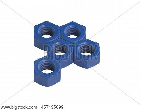 Old Female Screw, Blue On A White Background.
