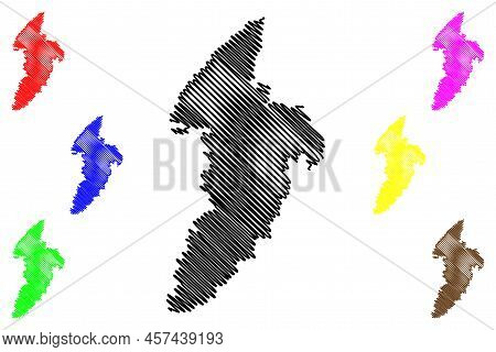 Kythnos Island (hellenic Republic, Greece, Cyclades Archipelago) Map Vector Illustration, Scribble S