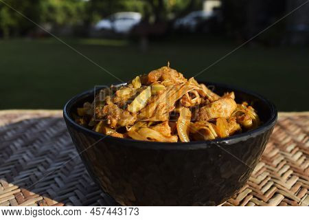 Jackfruit Stir Fry Curry. Indian Delicious Side Dish. Authentic Home Cooked Asian Vegetable Cooked