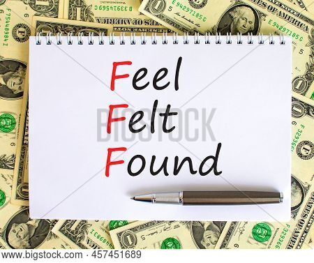 Fff Feel Felt Found Technique Symbol. Concept Words Fff Feel Felt Found On White Note On A Beautiful