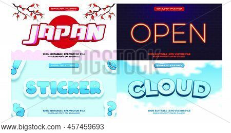 Bundle Of Editable Text Effect Design Vector. Set Of Editable Text Effect Design. Modern Editable Te