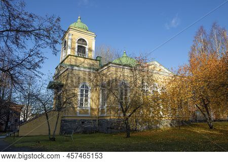 Ancient Orthodox Church Of St. Zakhar And St. Elizabeth On A Sunny October Day. Savonlinna, Finland
