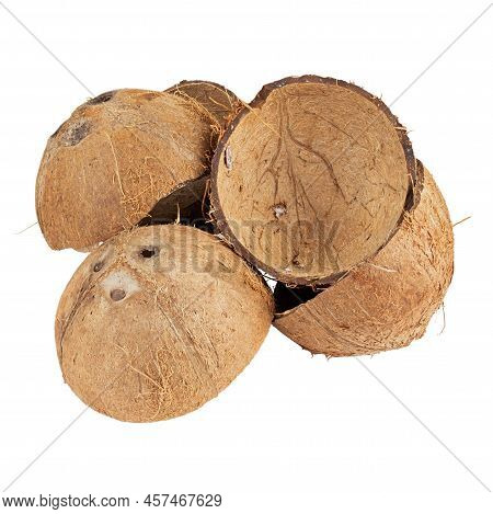 Сoconut Empty Shell, Isolated On White Background. Full Depth Of Field. File Contains Clipping Path.