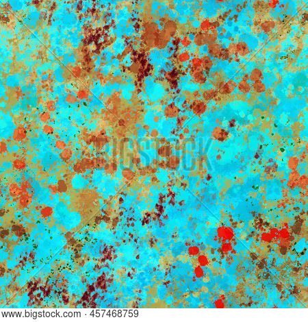 Bright Autumn Color Abstract Painted Seamless Pattern Сolourful Mixed Irregular Layered Blots, Spots