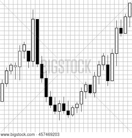 Black White Chart Japan Candles, Empty And Full. Vector Illustration. Japan Chart Stock, Economy Con
