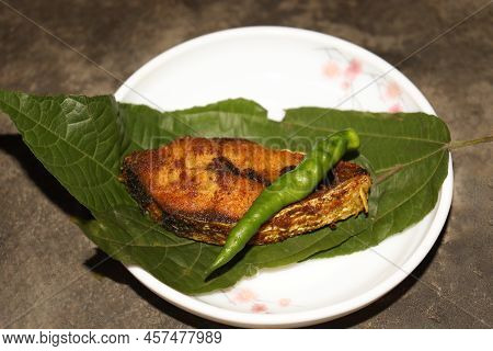 Fried Hilsa Fish On Kitchen
