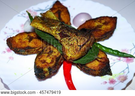 Fried Hilsa Fish On Kitchen