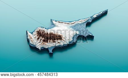 Topographic Cyprus Map Hypsometric Cyprus Elevation Tint Spectral Shaded Relief Map 3d Illustration