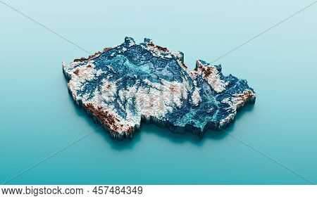 Topographic Czechia Map Hypsometric Czech Republic Elevation Tint Spectral Shaded Relief Map 3d Illu