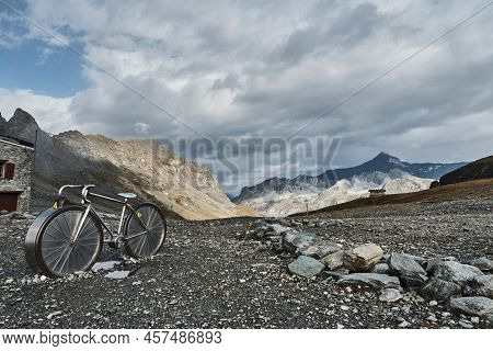 Racing Bicycle At Col De Liseran Stage On The Tour De France In The French Alps