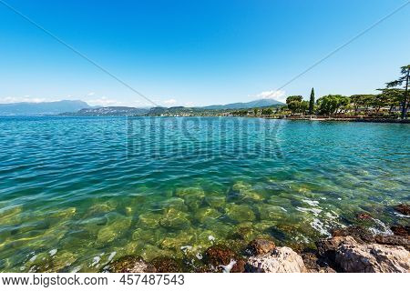 Panorama Of Lake Garda (lago Di Garda) From The Small Village Of Cisano Di Bardolino, Tourist Resort