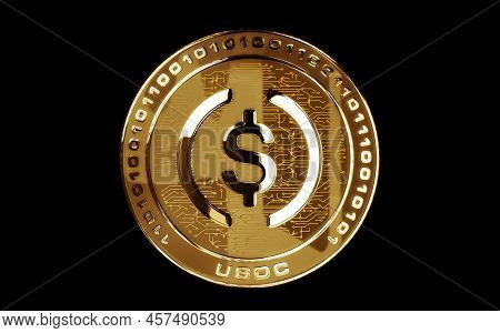 Usdc Usd Coin Stablecoin Cryptocurrency Golden Coin 3D Illustration