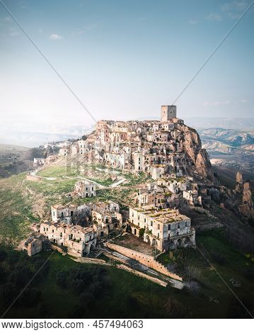This Is A Photo Of The Abandoned Town Called Craco, In Southern Italy. Craco Is One Of The Most Famo
