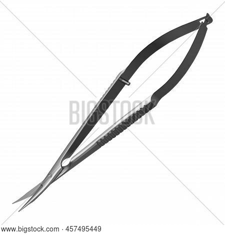 Microsurgical Scissors. Surgical Tool. Special Medical Equipment. Vector Illustration .